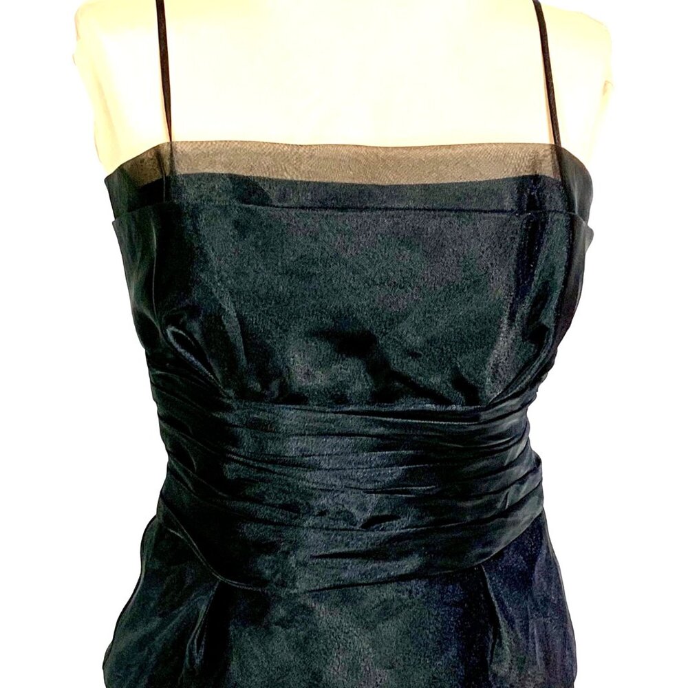 Max & Cleo Black Cocktail Dress Tiered Design Adjustable Size 8 Chiffon Organza - Picture 2 of 10